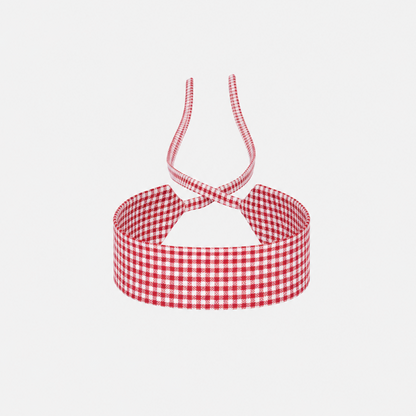 Red Vichy Cotton Choker collo