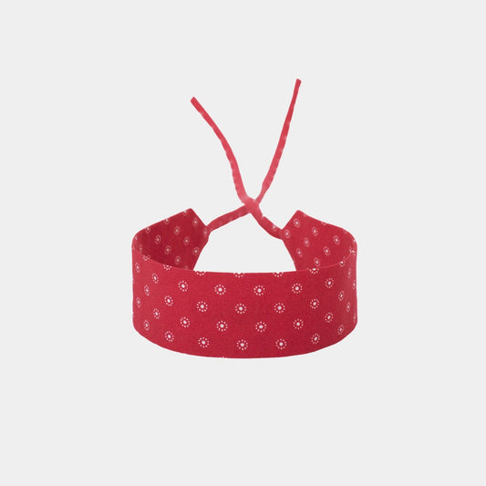 Vermilion Red Daisy Cotton Choker collo
