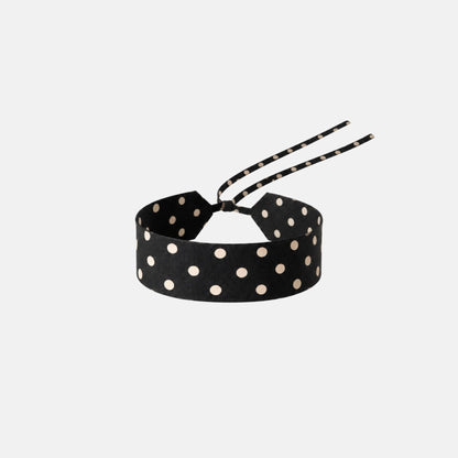 Black Polka Dot Silk Choker – upcycled from a vintage silk tie, with self-tie closure | collo limited edition