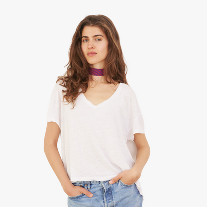 Blue & Red Striped Silk Choker – collo limited edition choker