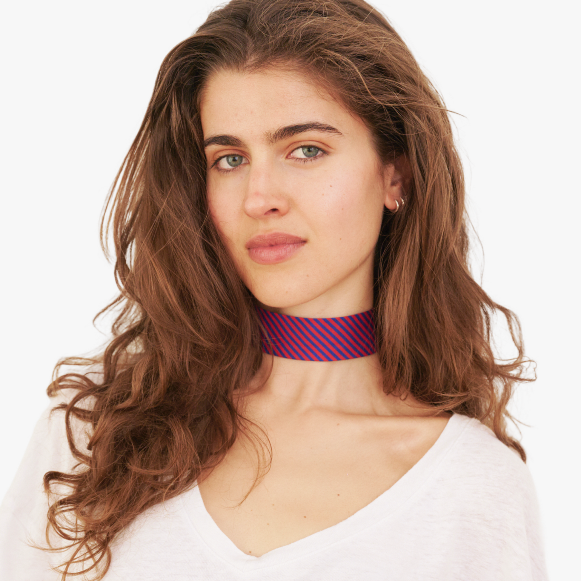 Blue & Red Striped Silk Choker – collo limited edition choker
