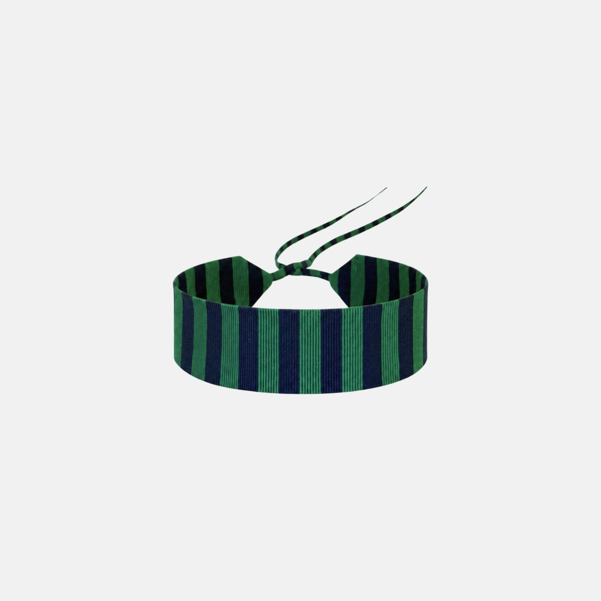 Blue & Green Striped Silk Choker – upcycled from a vintage silk tie, with self-tie closure | collo limited edition