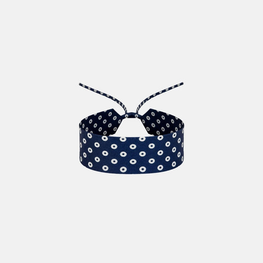 Blue Ovals Silk Choker – upcycled from a vintage silk tie, with self-tie closure | collo limited edition