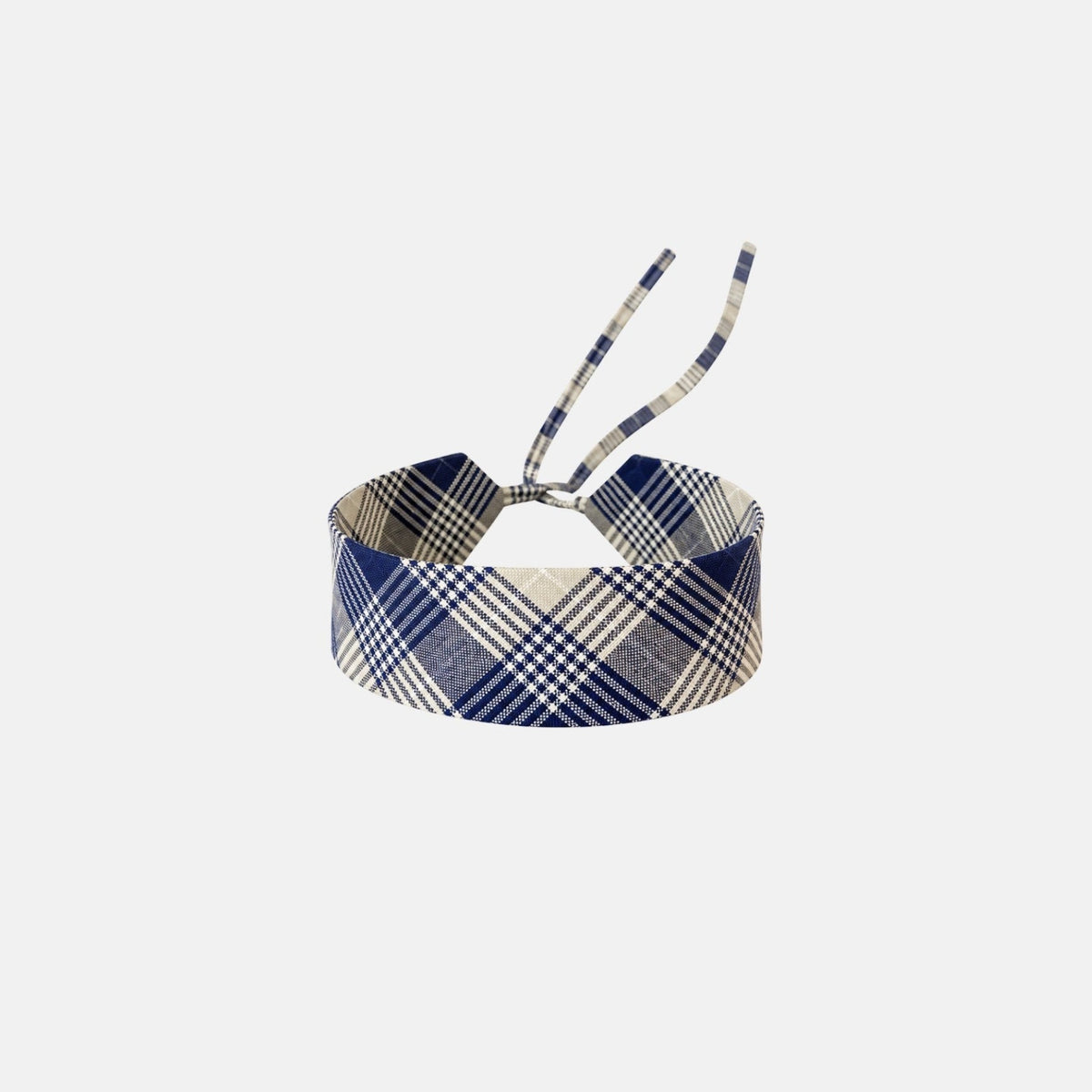 Blue Tartan Cotton Choker – 100% cotton, with self-tie closure | collo basics