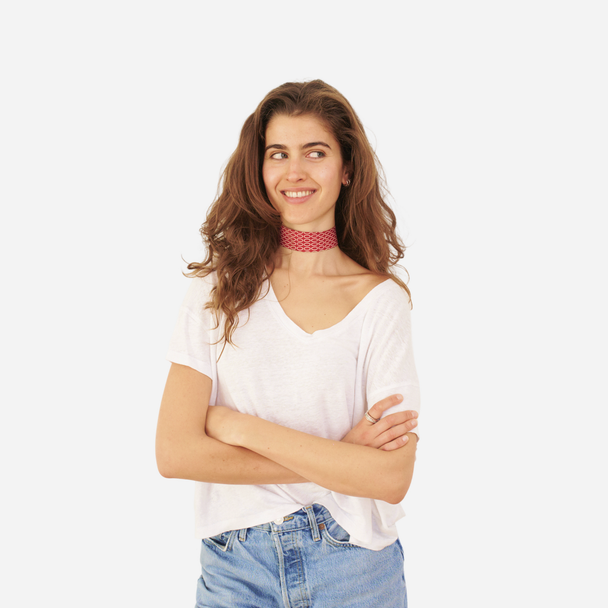 Brick Red Ovals Silk Choker – collo limited edition choker
