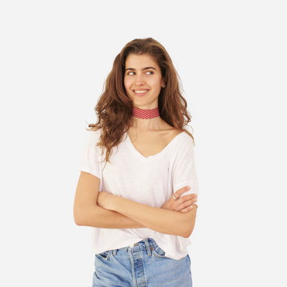 Brick Red Ovals Silk Choker – collo limited edition choker