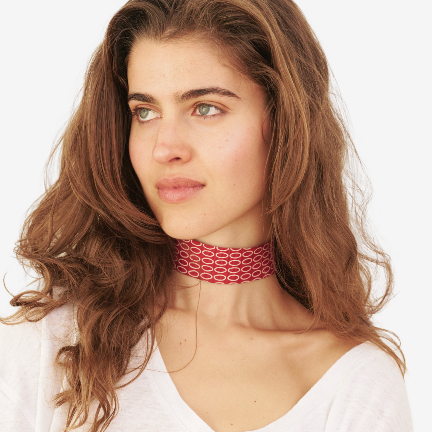Brick Red Ovals Silk Choker – collo limited edition choker