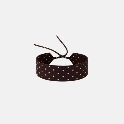 Brown Dotted Silk Choker – upcycled from a vintage silk tie, with self-tie closure | collo limited edition