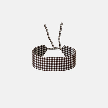 Brown Vichy Cotton Choker – 100% cotton, with self-tie closure | collo basics