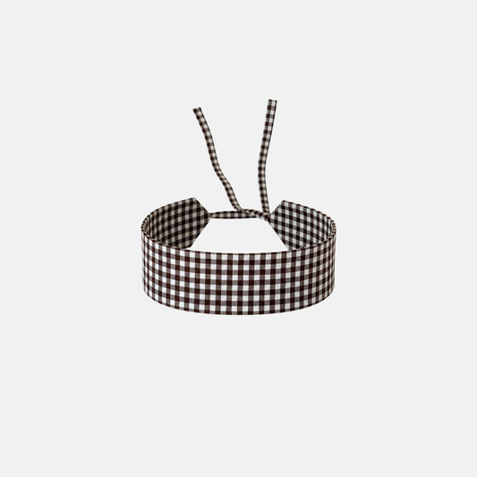 Brown Vichy Cotton Choker – 100% cotton, with self-tie closure | collo basics