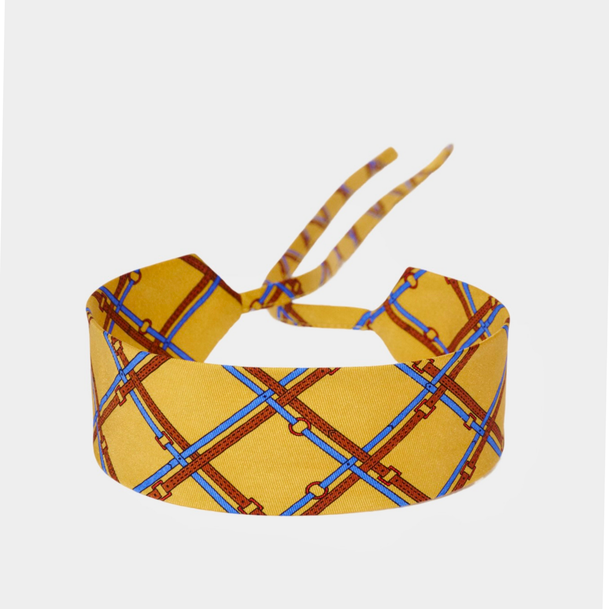 Camel Gold & Blue Silk Choker – collo limited edition choker