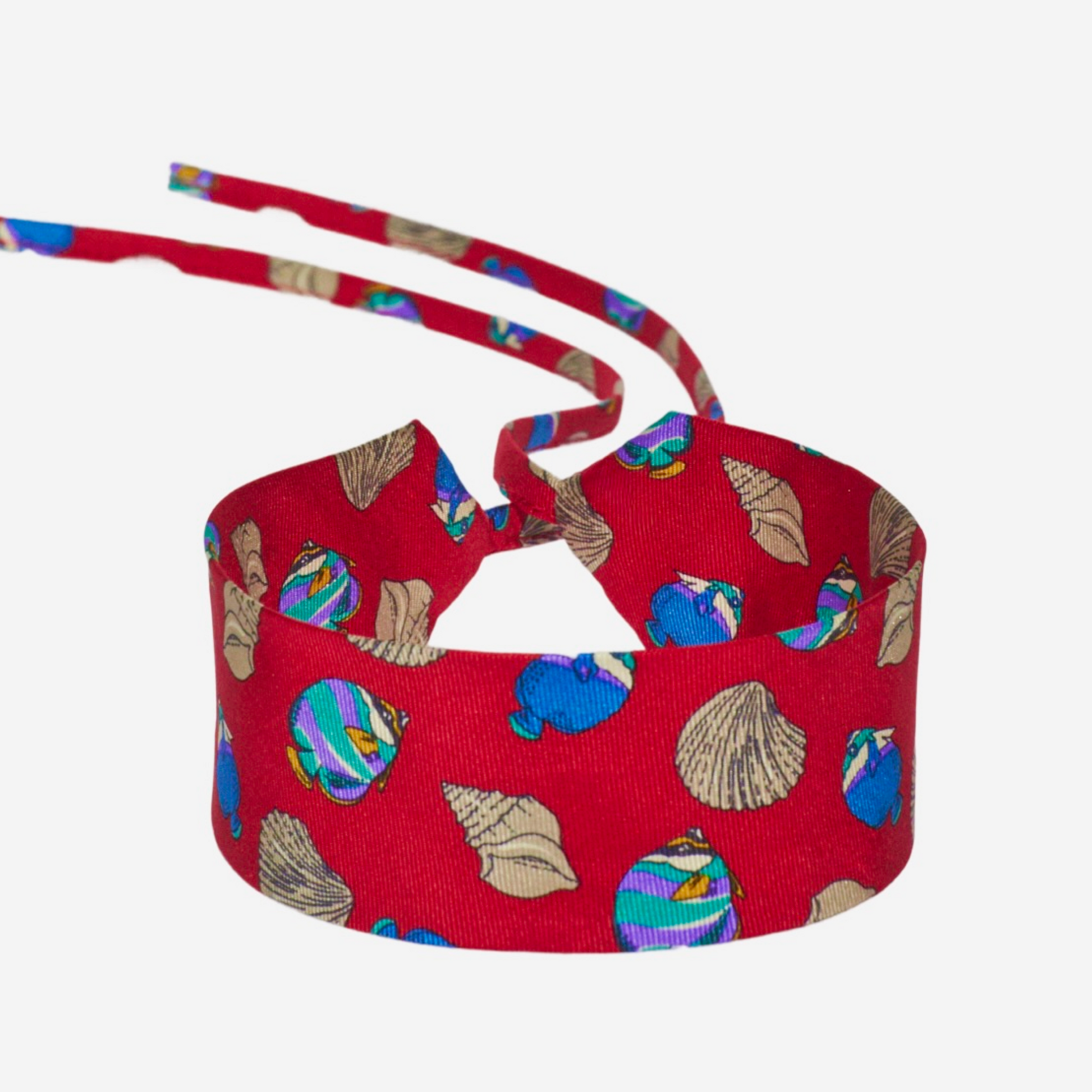Cherry Red Fish & Shell Silk Choker – collo limited edition choker