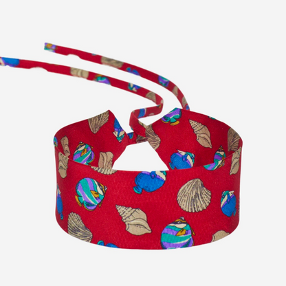 Cherry Red Fish & Shell Silk Choker – collo limited edition choker