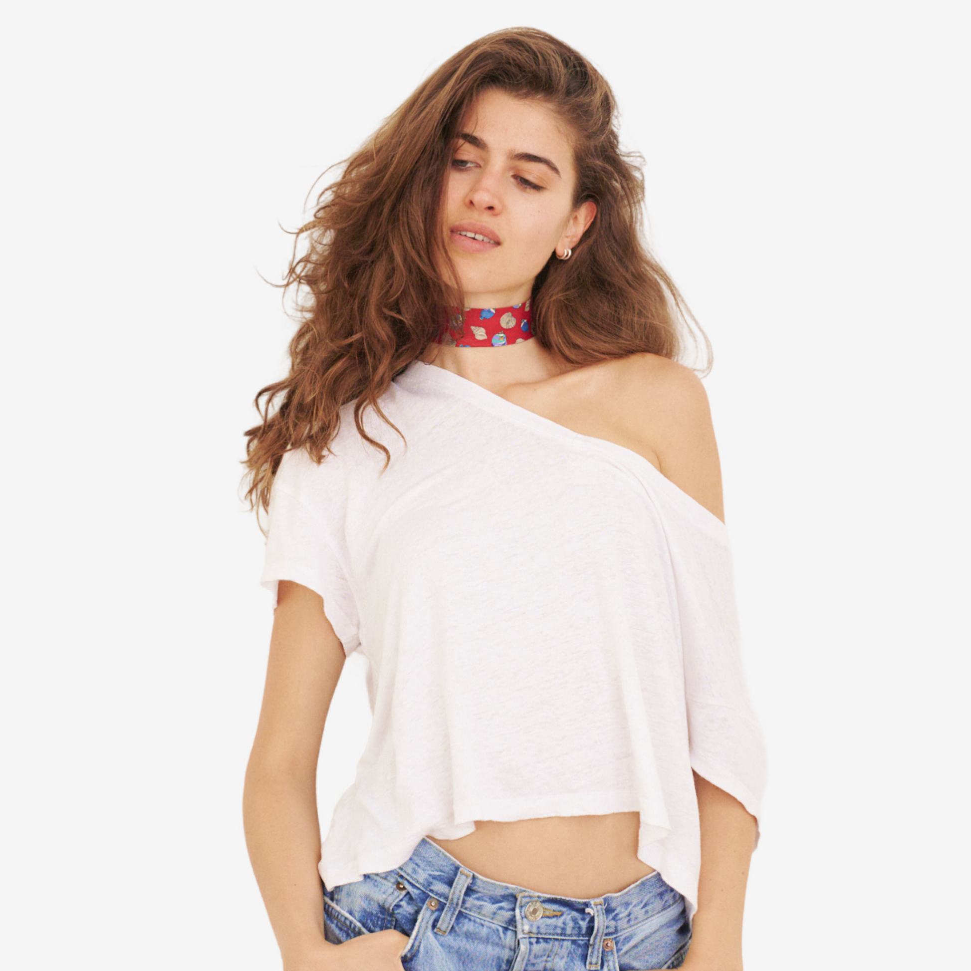 Cherry Red Fish & Shell Silk Choker – collo limited edition choker