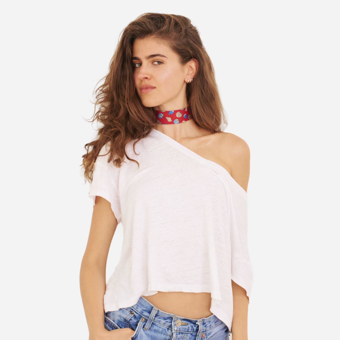 Cherry Red Fish & Shell Silk Choker – collo limited edition choker