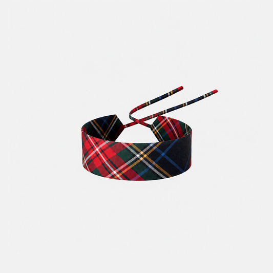 Dark Tartan Cotton Choker – 100% cotton, with self-tie closure | collo basics