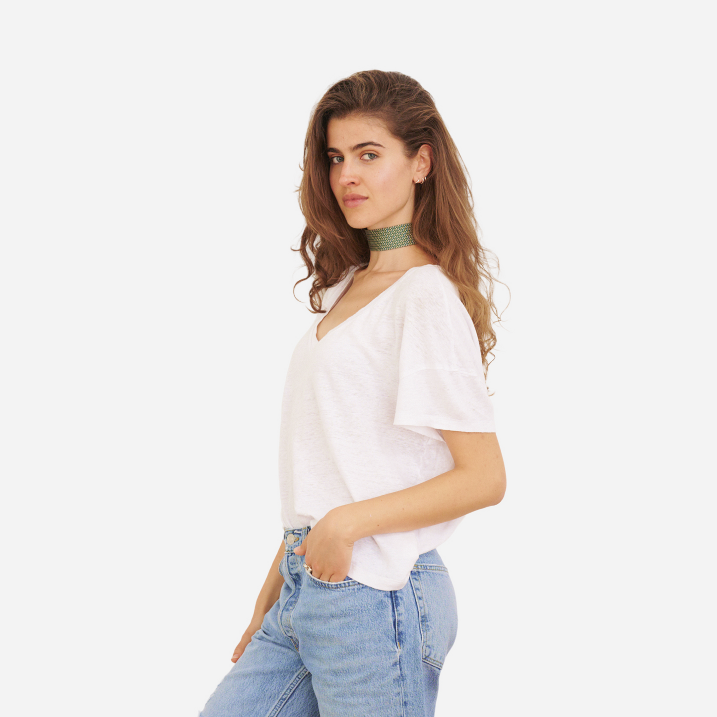 Emerald Oval Dotted Silk Choker – collo limited edition choker
