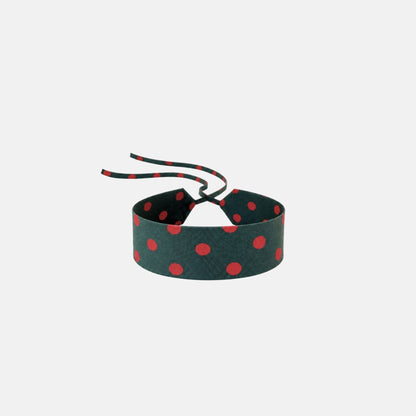 Forest Green Red Dotted Silk Choker – upcycled from a vintage silk tie, with self-tie closure | collo limited edition