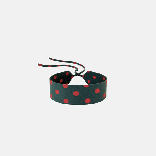 Forest Green Red Dotted Silk Choker – upcycled from a vintage silk tie, with self-tie closure | collo limited edition