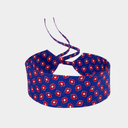 French Blue & Red Floral Silk Choker – collo limited edition choker