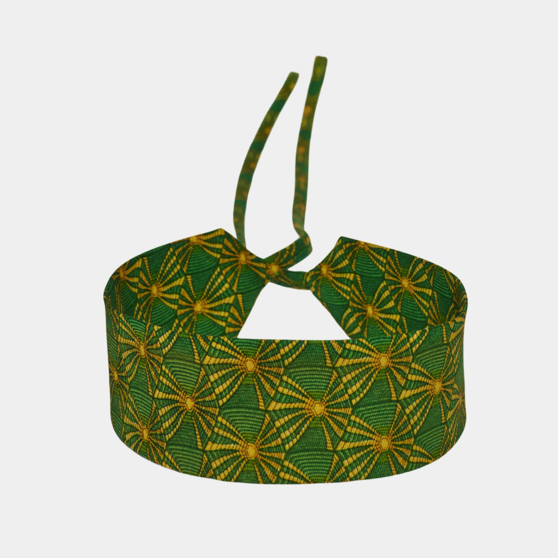 Green & Yellow Ornament Silk Choker – collo limited edition choker