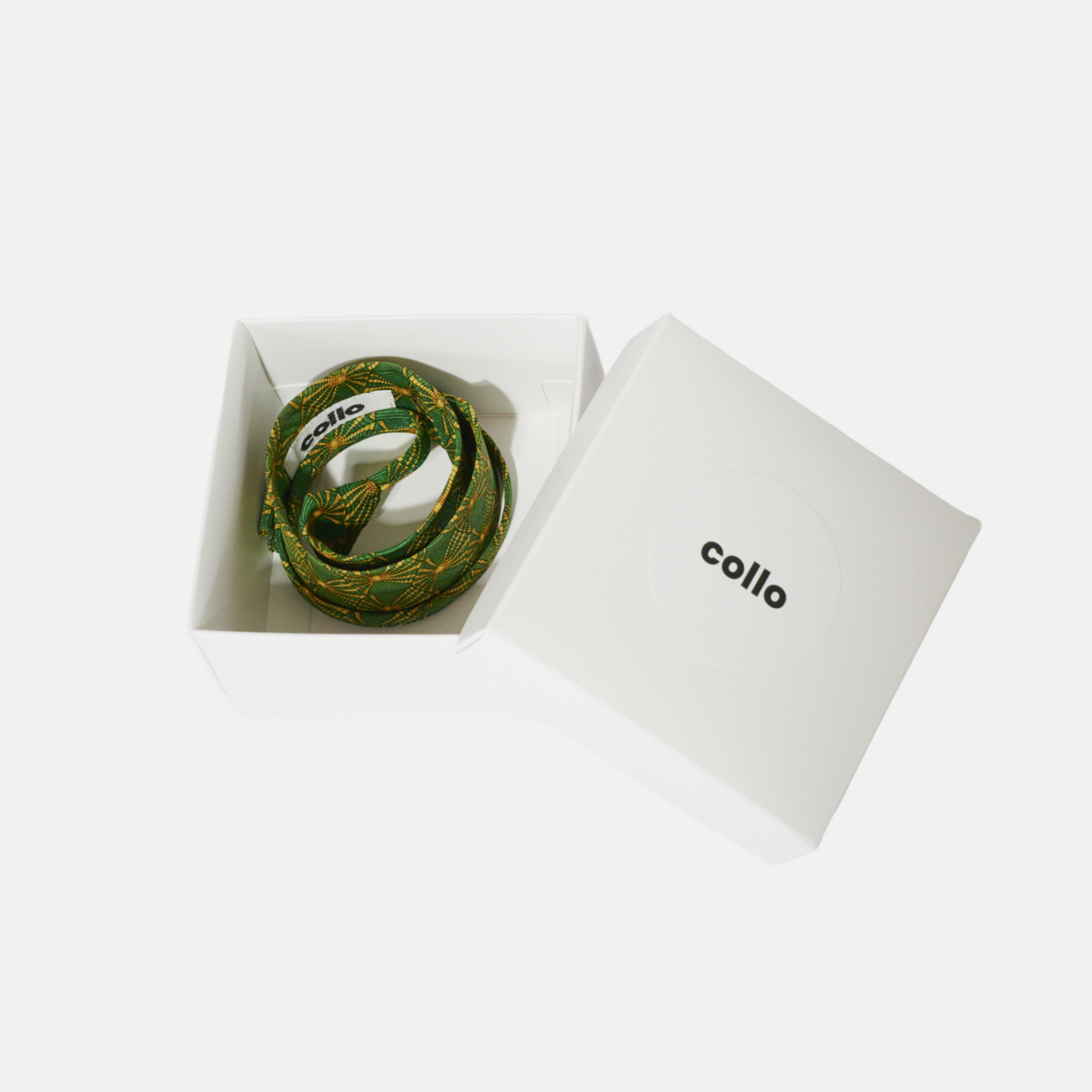 Green & Yellow Ornament Silk Choker – collo limited edition choker