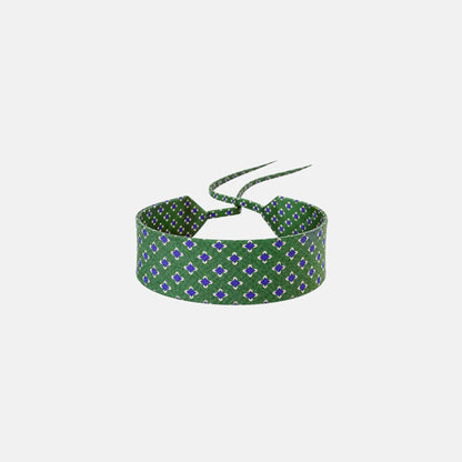 Green Floral Silk Choker – upcycled from a vintage silk tie, with self-tie closure | collo limited edition