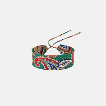 Green Paisley Silk Choker – upcycled from a vintage silk tie, with self-tie closure | collo limited edition
