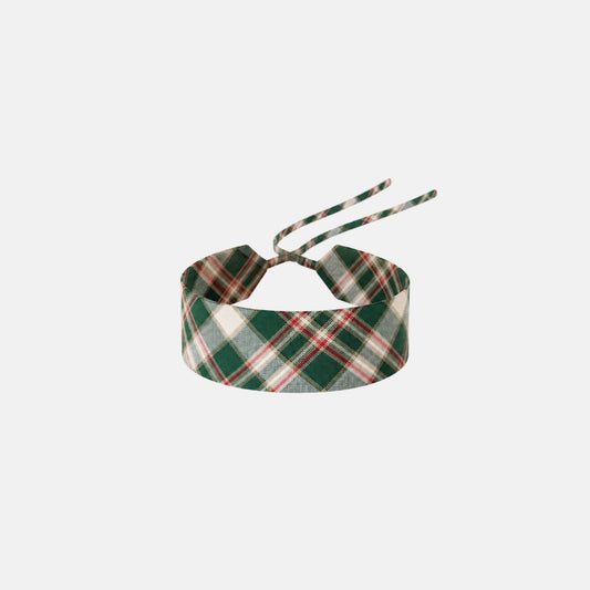 Green Tartan Cotton Choker – 100% cotton, with self-tie closure | collo basics