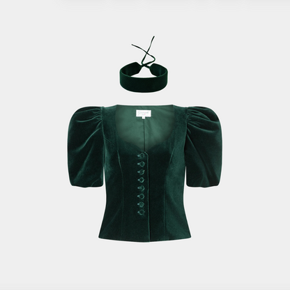 green cotton velvet choker Giacomelli x collo