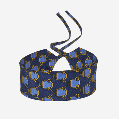 Ink Blue & Gold Silk Choker – collo limited edition choker