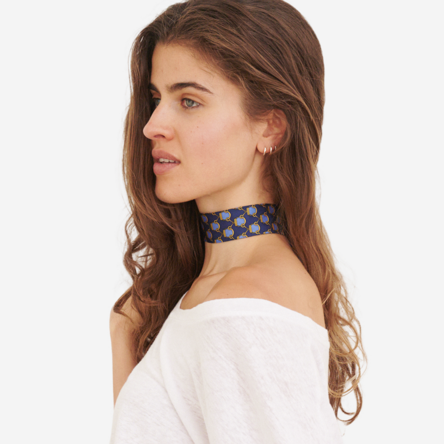 Ink Blue & Gold Silk Choker – collo limited edition choker