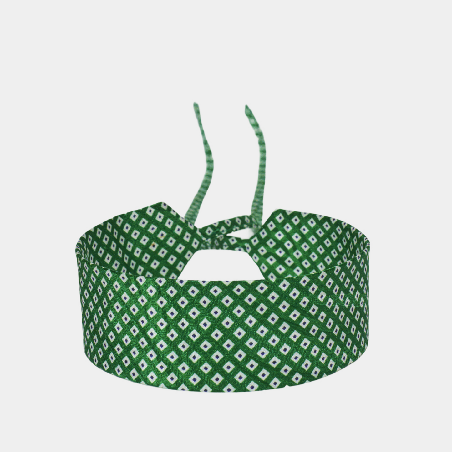 Jade Green & White Diamond Silk Choker – collo limited edition choker