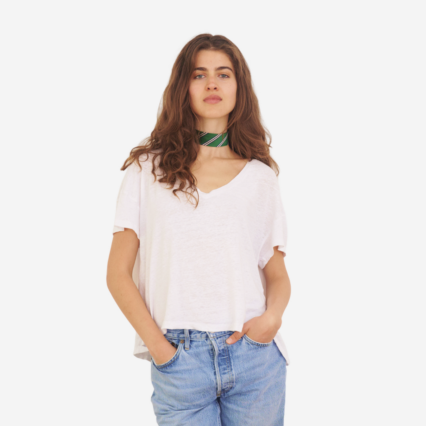 Kelly Green Striped Silk Choker – collo limited edition choker