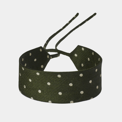 Moss Green Polka Dotted Silk Choker – collo limited edition choker