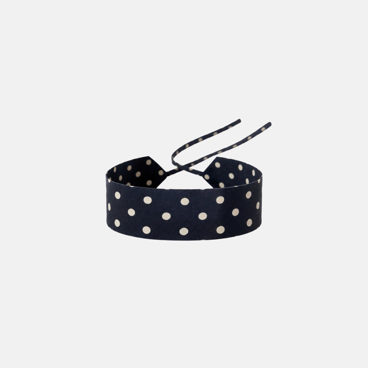 Navy Polka Dot Silk Choker – upcycled from a vintage silk tie, with self-tie closure | collo limited edition