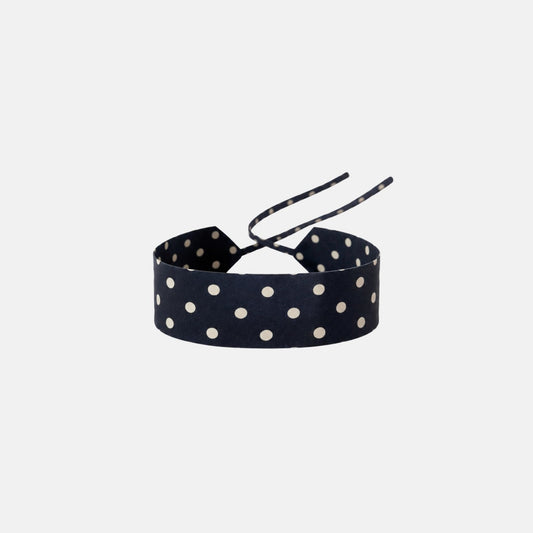 Navy Polka Dot Silk Choker – upcycled from a vintage silk tie, with self-tie closure | collo limited edition