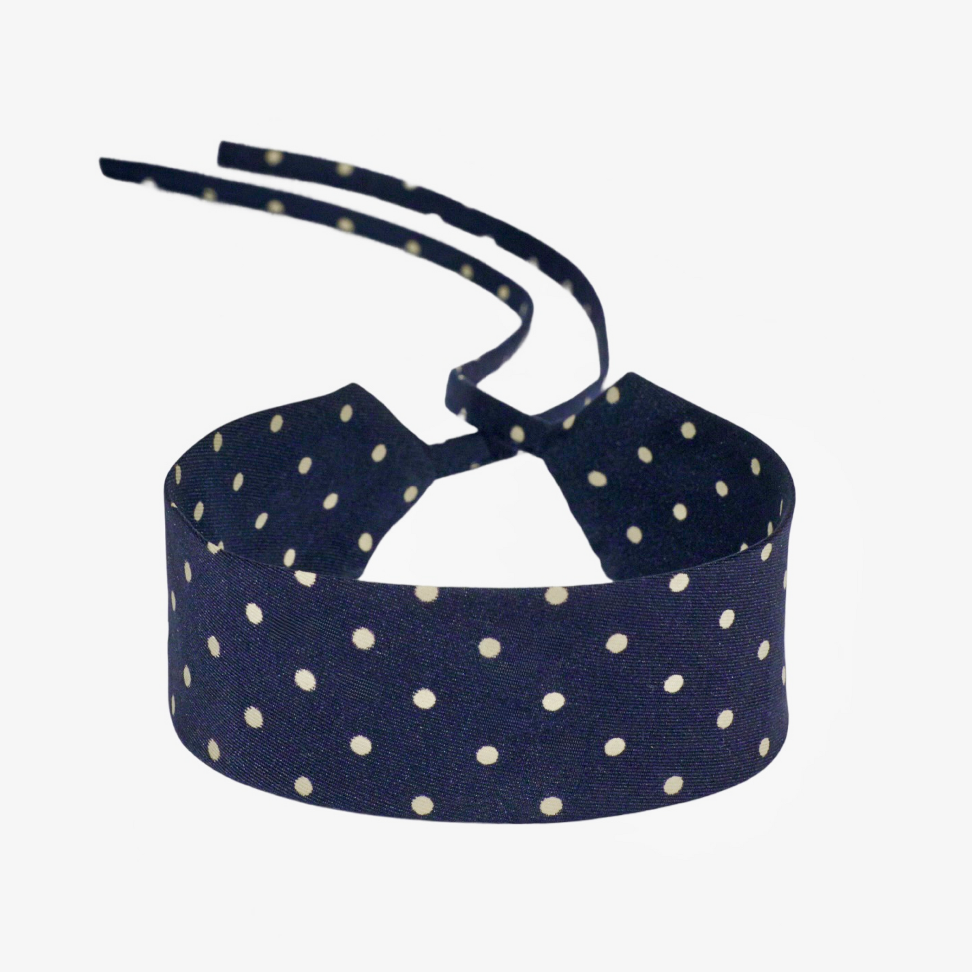 Navy Polka Dotted Silk Choker – collo limited edition choker