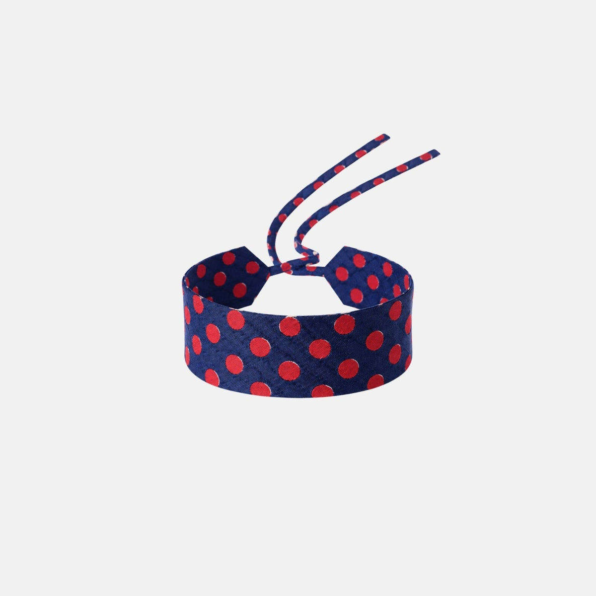 Navy & Red Dotted Silk Choker – upcycled from a vintage silk tie, with self-tie closure | collo limited edition