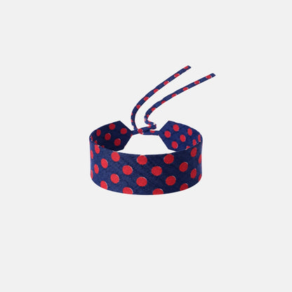 Navy & Red Dotted Silk Choker – upcycled from a vintage silk tie, with self-tie closure | collo limited edition