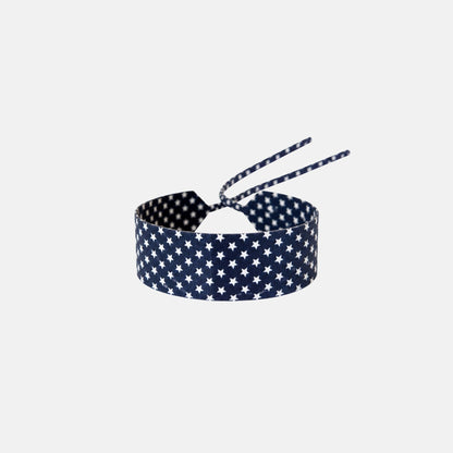 Navy White Star Cotton Choker – 100% cotton, with self-tie closure | collo basics