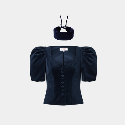 navy cotton velvet choker Giacomelli x collo