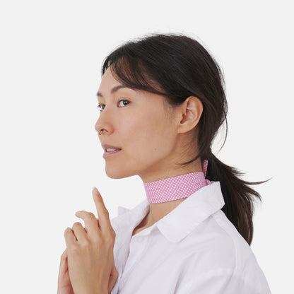 Model wearing the Pink Dotted Cotton Choker | collo basics