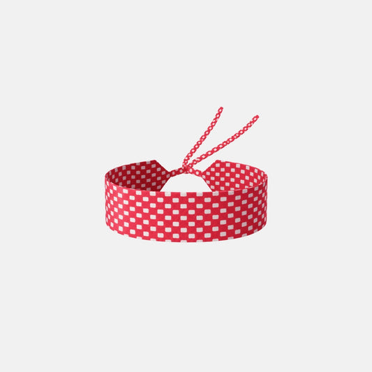 Red Checkerboard Silk Choker – upcycled from a vintage silk tie, with self-tie closure | collo limited edition