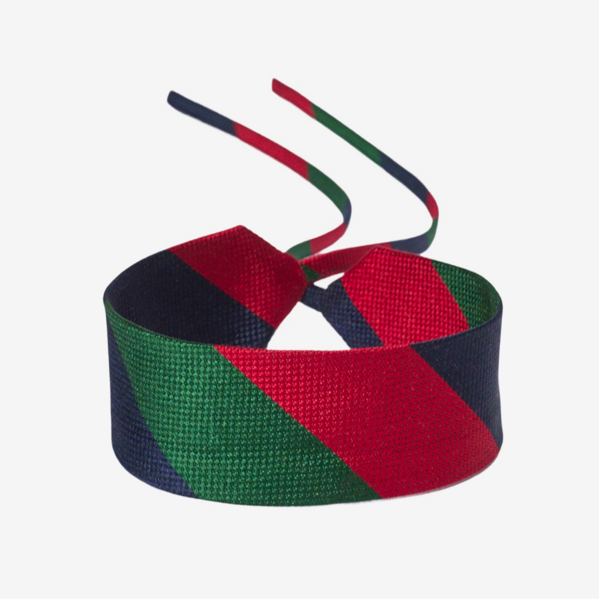 Red Green & Navy Striped Silk Choker – collo limited edition choker
