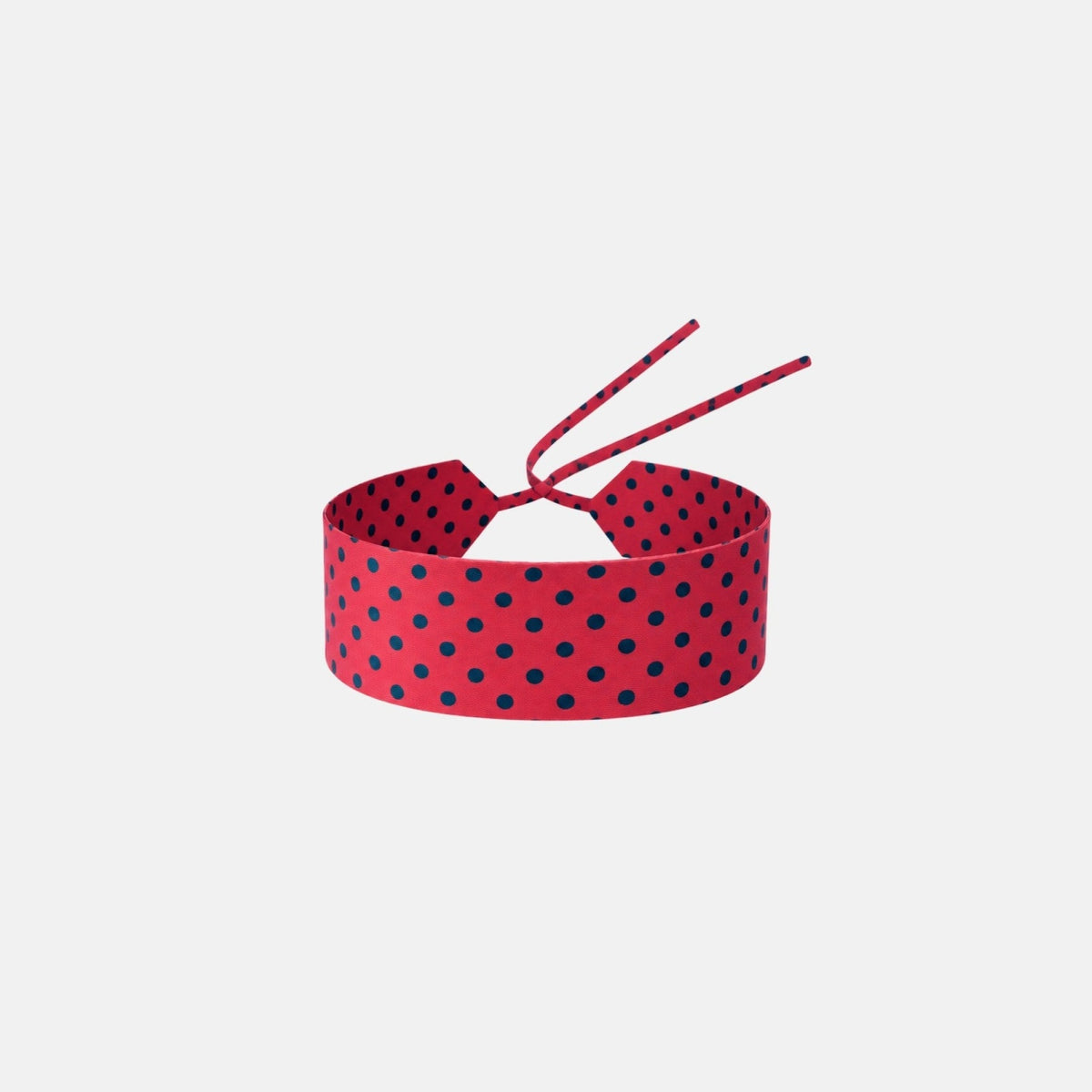 Red Navy Dotted Silk Choker – upcycled from a vintage silk tie, with self-tie closure | collo limited edition