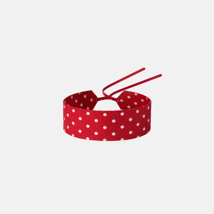 Red Polka Dot Silk Choker – upcycled from a vintage silk tie, with self-tie closure | collo limited edition