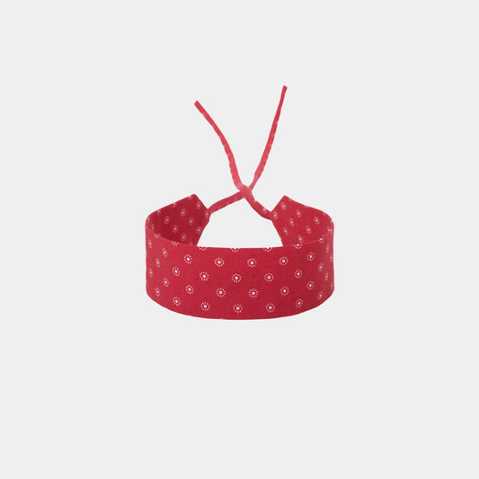 Vermilion Red Daisy Cotton Choker – 100% cotton, with self-tie closure | collo basics