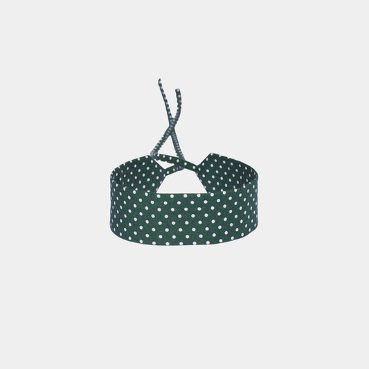 Rich Green Polka Dots Cotton Choker – 100% cotton, with self-tie closure | collo basics