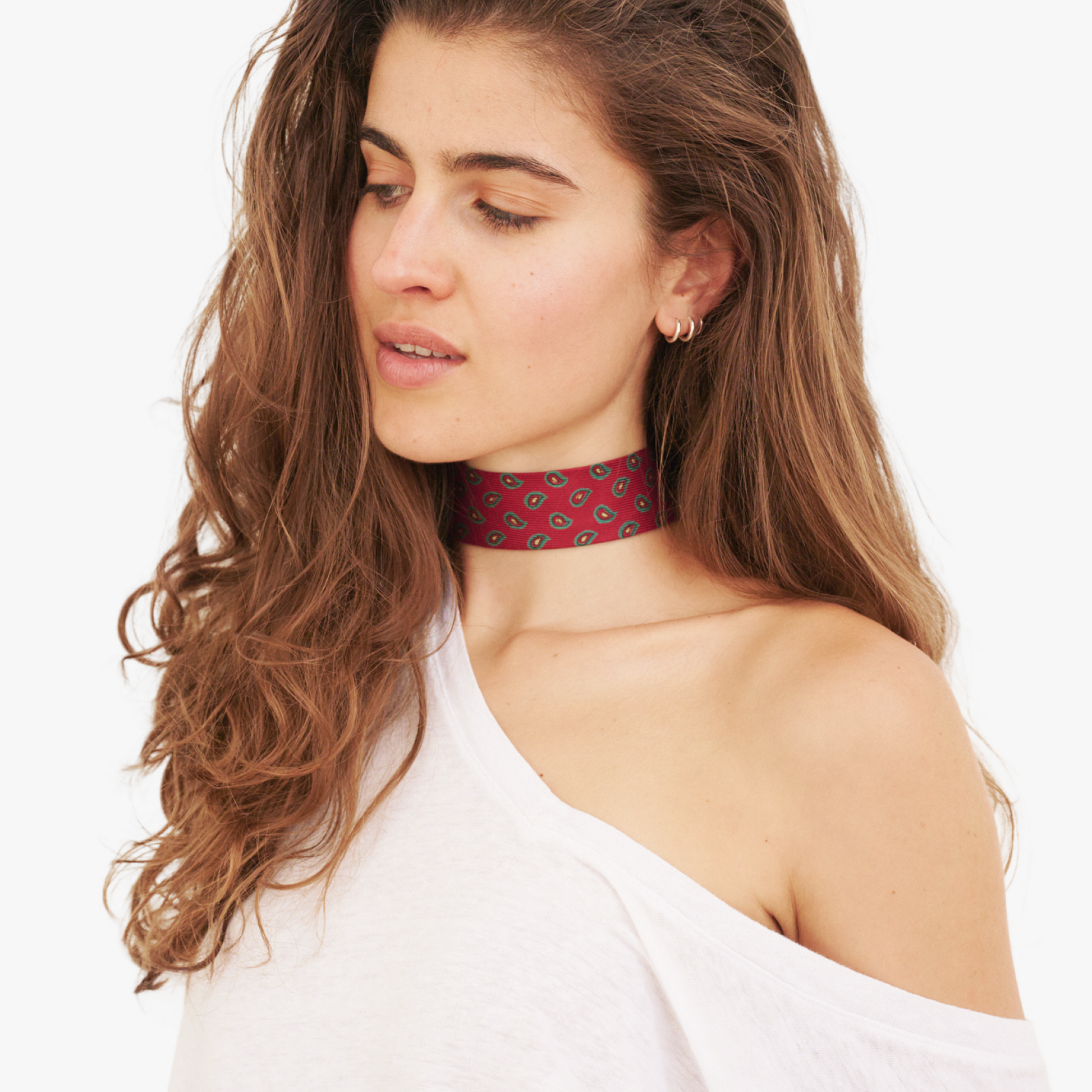 Ruby Red Paisley Silk Choker – collo limited edition choker